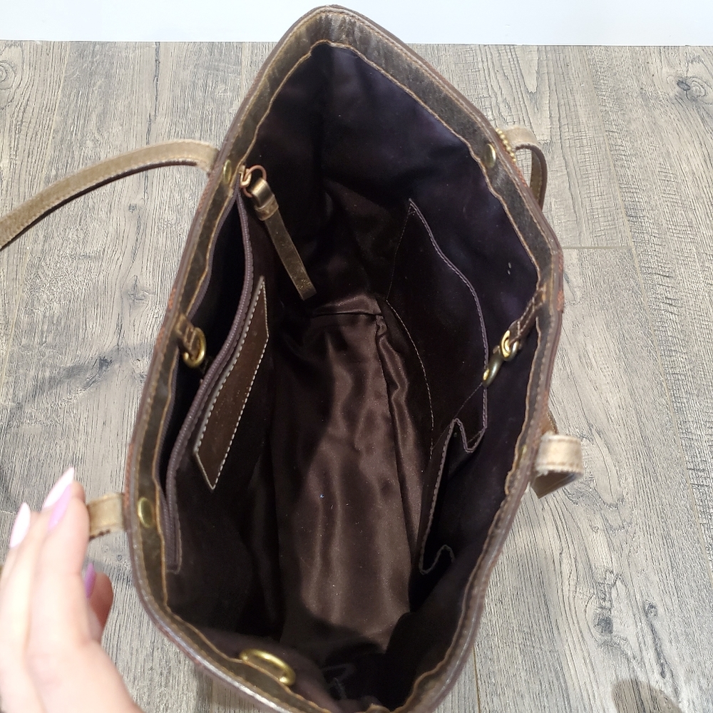 COACH 11098 Shoulder Bag TOTE PURSE Signature Brown Jacquard Shimmer Stripe - Picture 4 of 5